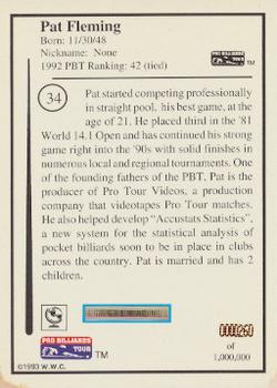 1993 Pro Billiards Tour #34 Pat Fleming Back
